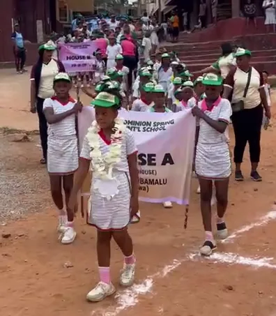 Kids proudly march